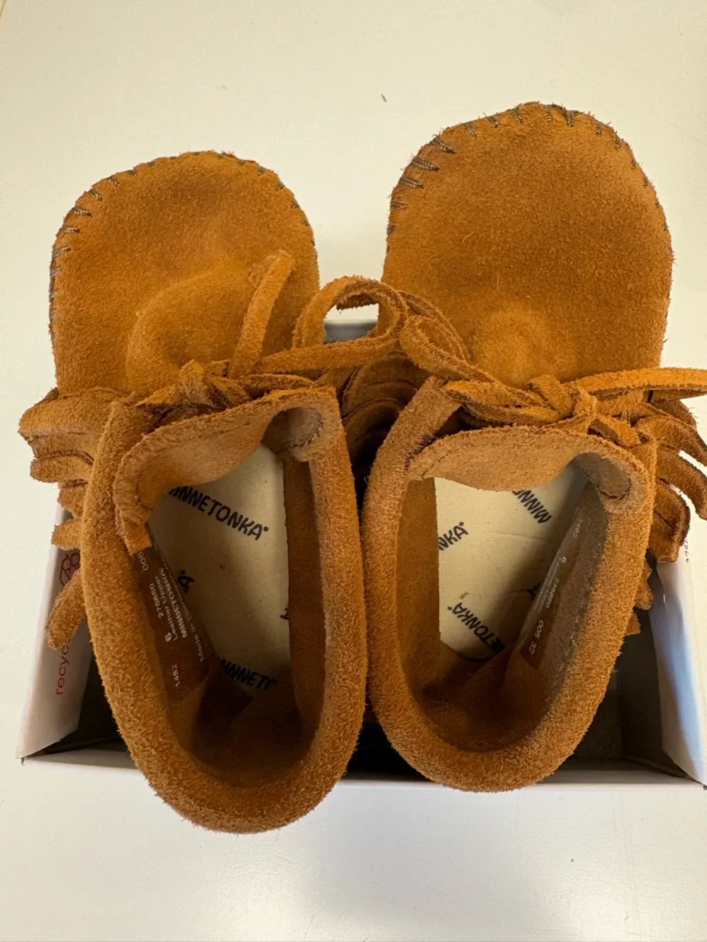 Minnetonka Kids Brown Suede Fringe Moccasins